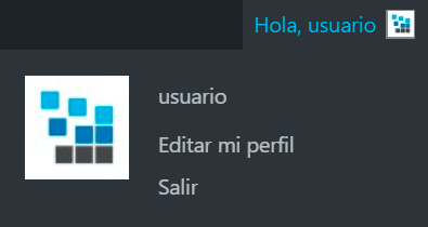 Menú Hola, Nombre del usuario donde se ven sus enlaces.